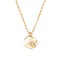 Thumbnail of Front view of the North Star Diamond Necklace in 14k gold, featuring a small diamond-set star pendant.