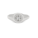 Thumbnail of Front view of the North Star Lab Grown Diamond Original Signet Ring in 14k white gold, featuring a solitaire diamond set in a starburst on a polished band.