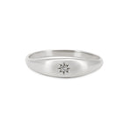 Thumbnail of Front view of the North Star Lab Grown Diamond Tiny Signet Ring in 14k white gold, featuring a tiny central diamond on a polished signet face.