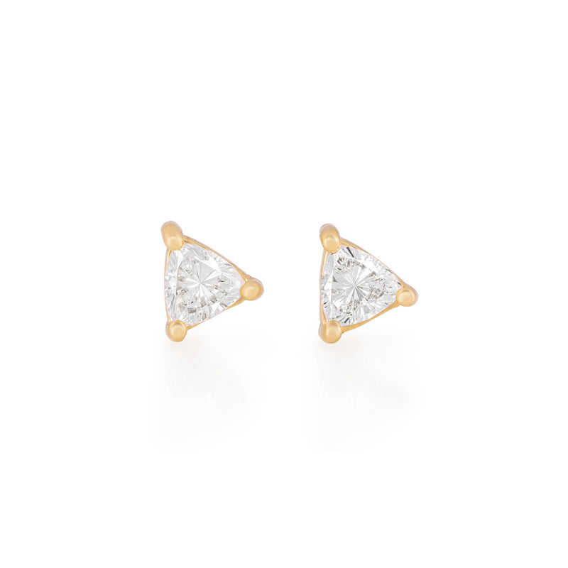 Front view of the One in a Trillion Diamond Earrings in 14k gold, featuring a stud design set with a brilliant-cut diamond.