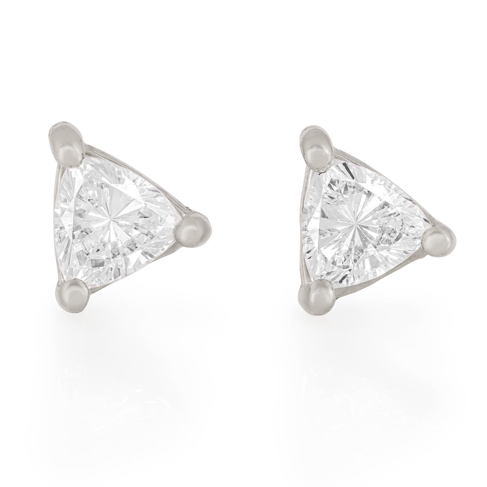 Front view of the One in a Trillion Diamond Earrings in 14k white gold, featuring a stud design set with a brilliant-cut diamond.