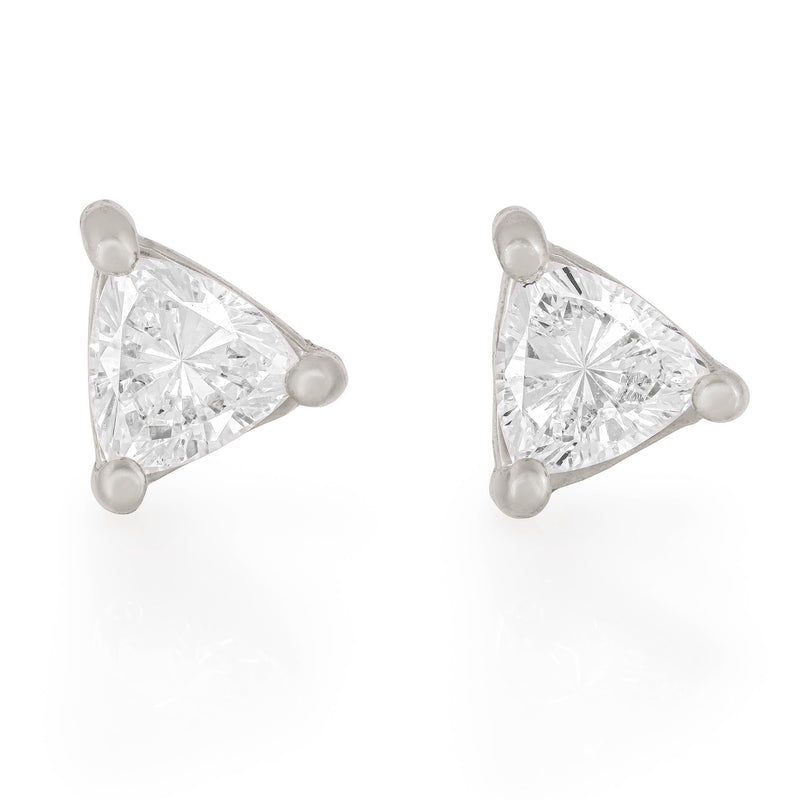 Front view of the One in a Trillion Diamond Earrings in 14k white gold, featuring a stud design set with a brilliant-cut diamond.