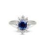 Thumbnail of Princess Halo Sapphire & Diamond Engagement Ring - 14k White Gold Polished Band