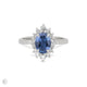 Thumbnail of Princess Halo Sapphire & Diamond Engagement Ring - 14k White Gold Polished Band