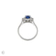 Top-down view of the Princess Halo Sapphire & Diamond Engagement Ring in 14k white gold, highlighting the central sapphire and diamond halo.