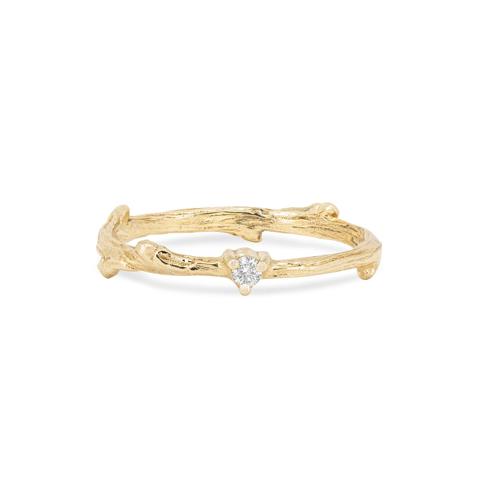 Promise Me - 14k Gold Twig Band Diamond Ring