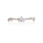Thumbnail of Front view of the Promise Me Diamond Ring in 14k white gold with a twig band, featuring a single, round-cut diamond.