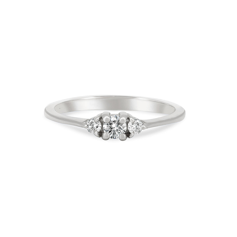 Front view of the Promise Me Tomorrow Diamond Ring in 14k polished white gold, featuring a solitaire diamond on a polished band.