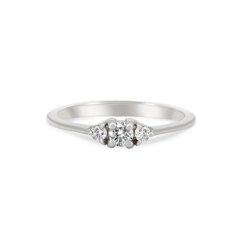 Front view of the Promise Me Tomorrow Diamond Ring in 14k polished white gold, featuring a solitaire diamond on a polished band.