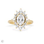 Thumbnail of Front view of the Queen of Hope 2.7ct Lab-Diamond Engagement Ring in 14k solid gold, featuring a large oval diamond surrounded by a ballerina halo on a polished band.