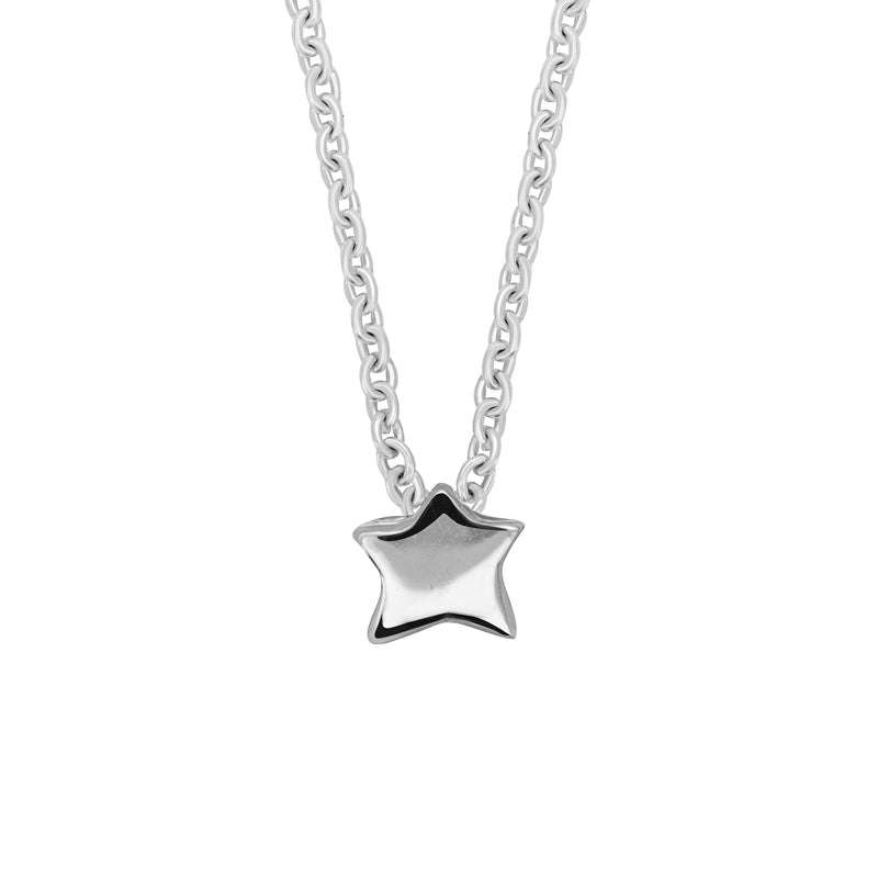 Front view of the Sterling Silver Star Necklace, featuring a polished star pendant on a fine chain.