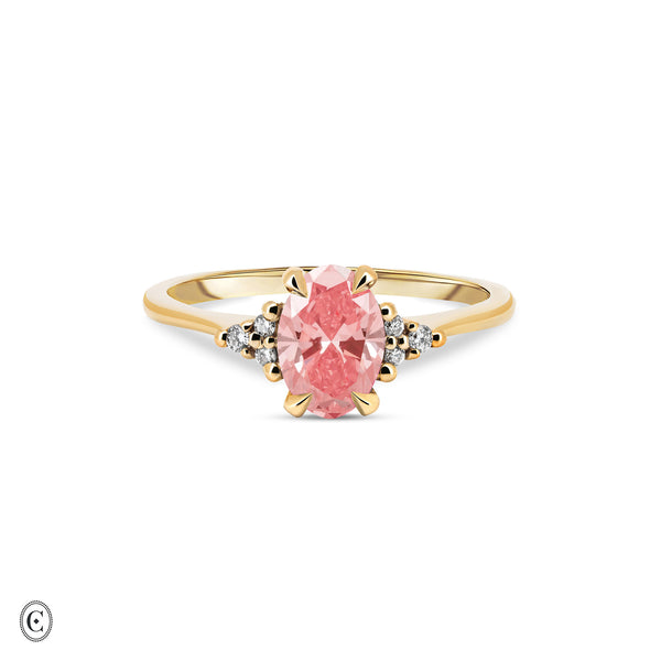 Starlight - Oval Pink Diamond Engagement Ring 14k Gold