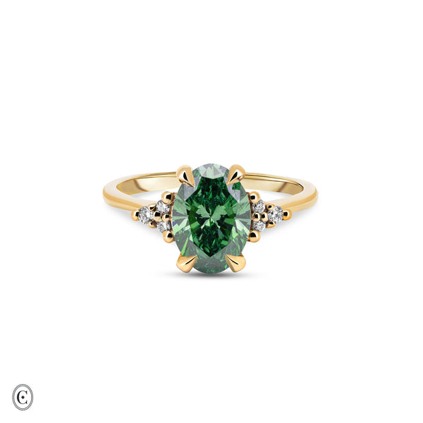 Starlight - Green Lab Grown Diamond Engagement Ring 14k Gold