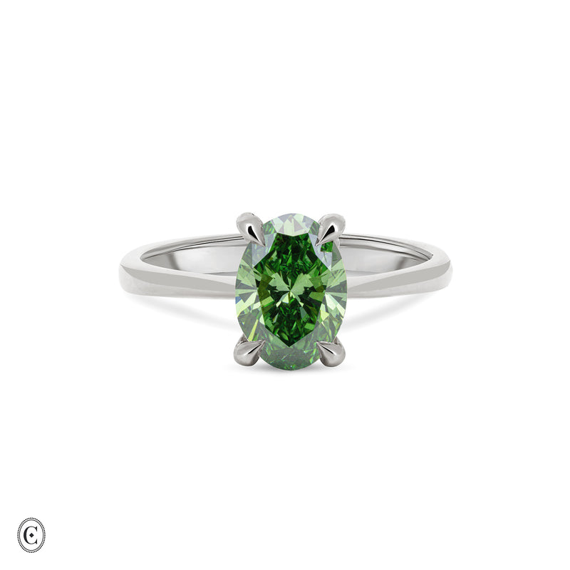 Moonlight - Green Lab Grown Diamond Engagement Ring 14k White Gold