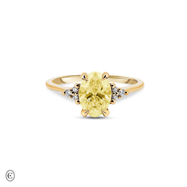 Starlight - Oval Lab Grown Yellow Diamond Engagement Ring 14k Gold