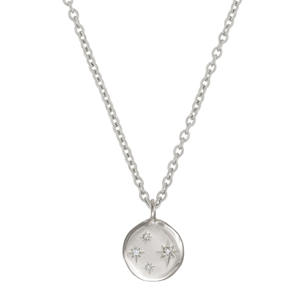 Stars in the Sky Four Diamond Necklace - 14k White Gold