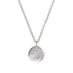 Thumbnail of Front view of the Stars in the Sky Three Diamond Necklace in 14k white gold, featuring three scattered diamonds on a round pendant.