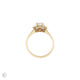 Top-down view of the Heart's Light Three Stone Diamond Engagement Ring in 14k solid gold, highlighting the three-stone arrangement.
