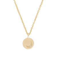 Thumbnail of Front view of the Sun, Moon & Stars Diamond Necklace in 14k gold, featuring a circular pendant with star, moon, and sun motifs.