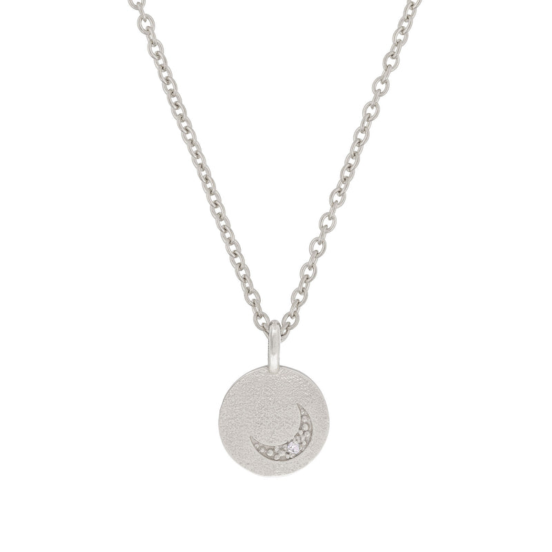 Sun, Moon & Stars Lab Grown Diamond Necklace - 14k White Gold