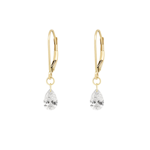 Teardrop Diamond Earrings - 14k Gold