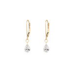Thumbnail of Front view of the Teardrop Diamond Earrings in 14k gold, featuring a teardrop-shaped cluster of tiny diamonds.
