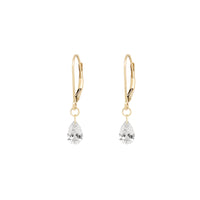 Thumbnail of Front view of the Teardrop Diamond Earrings in 14k gold, featuring a teardrop-shaped cluster of tiny diamonds.