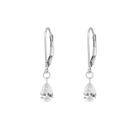 Thumbnail of Front view of the Teardrop Diamond Earrings in 14k white gold, featuring a teardrop-shaped cluster of tiny diamonds.