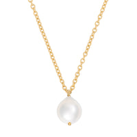 Thumbnail of Front view of the Teardrop Pearl Necklace in 14k gold, featuring a freshwater pearl suspended from a gold teardrop motif.