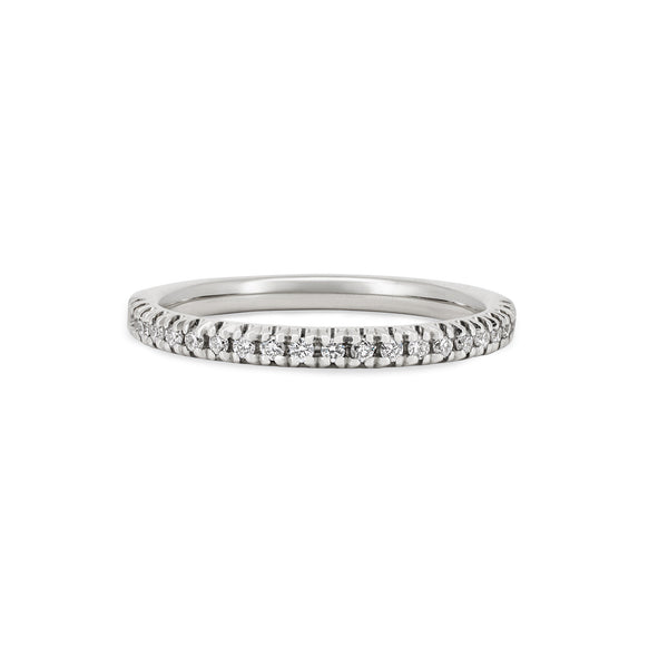 Front view of the Today Diamond Eternity Ring in 14k polished white gold, featuring a continuous band of diamonds.