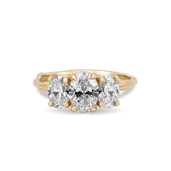 Trilogy Oval 2ct Lab-Grown Diamond Engagement Ring - 14k Gold Twig Band