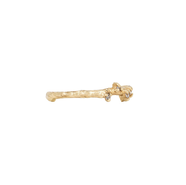 Alternative view of Side profile of the Whispered Dreams Lab-Grown Diamond Cluster Ring in 14k solid gold, showcasing the intricate twig band and the elevated diamond cluster.