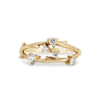 Thumbnail of Front view of the Whispered Dreams Lab-Grown Diamond Double Cluster Ring in 14k solid gold, featuring two sparkling diamond clusters on a twig band.