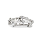 Thumbnail of Front view of the Whispered Dreams Diamond Double Cluster Ring in 14k white gold, featuring two diamond clusters on a twig band.
