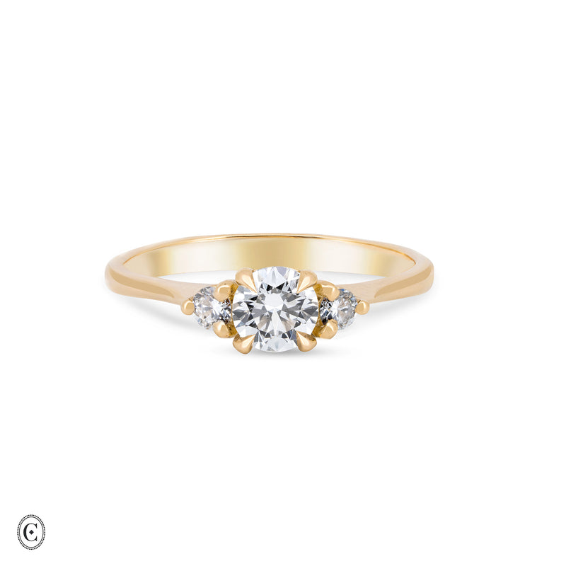 You, Me & Magic - Round Cut Three Stone Engagement Ring 14k Gold