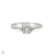 Front view of the You, Me & Magic Round Cut Three Stone Engagement Ring in 14k white gold with a twig band, featuring a 0.5ct central round cut diamond flanked by two smaller stones.