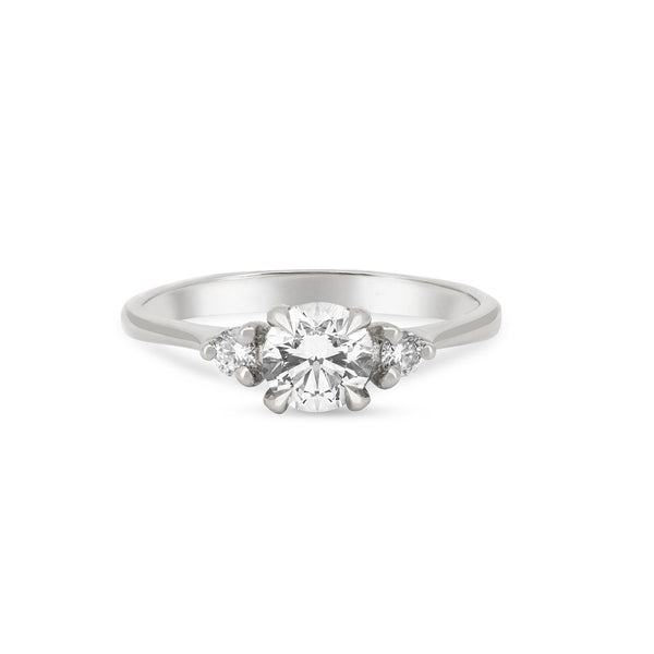 Alternative view of You, Me & Magic - Round Cut Three Stone Engagement Ring 14k White Gold