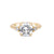 Front view of the You, Me & Magic Round Cut Three Stone Engagement Ring in 14k solid gold, featuring a 2ct central round cut diamond flanked by two smaller stones on a polished band.