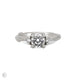 Front view of the You, Me & Magic Round Cut Three Stone Engagement Ring in 14k white gold with a twig band, featuring a 1ct central round cut diamond flanked by two smaller stones.