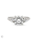 Front view of the You, Me & Magic Round Cut Three Stone Engagement Ring in 14k white gold with a twig band, featuring a 2ct central round cut diamond flanked by two smaller stones.