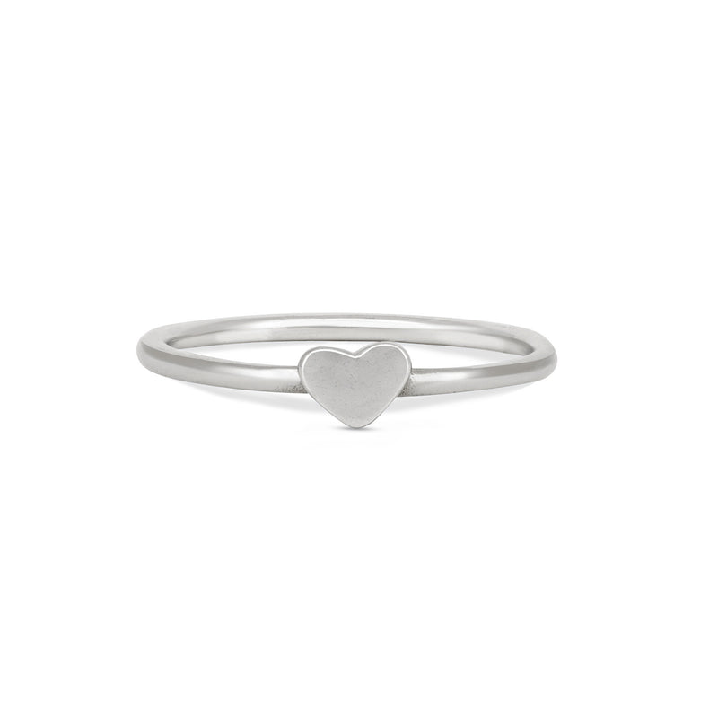 Front view of the You Are My Heart Ring in 14k white gold, featuring a heart-shaped outline on a polished band.