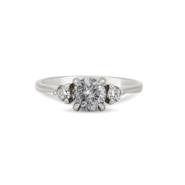 You, Me & Magic 1ct Grey Diamond Engagement Ring - 14k White Gold Polished Band