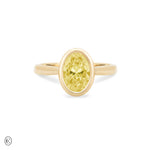 Yours & Mine - Bezel Set Heart Gallery Radiant Cut Yellow Lab Grown Diamond Engagement Ring 14k Gold