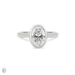 Yours & Mine - Bezel Set Heart Gallery Oval Diamond Engagement Ring in 14k White Gold