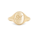Thumbnail of Always Remember Engraved Signet Ring | Chupi in 14k solid gold with hand-engraved 'A' initials and polished finish, ideal for personalised fine jewellery.