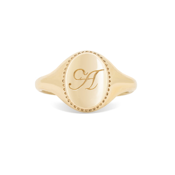 Always Remember Hand Engraved Family Signet Ring - 14k Gold
