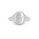 Front view of the Always Remember Hand Engraved Family Signet Ring in 14k white gold, featuring a hand-engraved letter 'CS'.