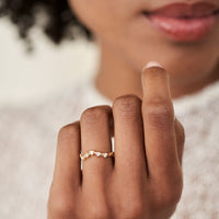 On-body shot of Crown of Sky - 14k Gold Twig Band Diamond Ring