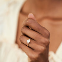 On-body shot of Georgian 1ct Lab-Grown Diamond Engagement Ring - 14k White Gold Polished Band