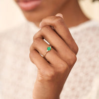 On-body shot of Love is All 0.5ct Emerald Engagement Ring - 14k Gold Twig Band